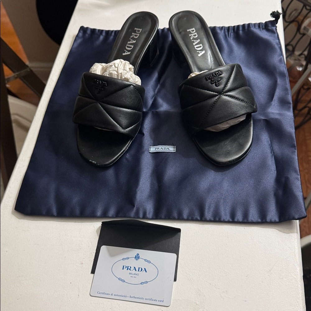 Prada Black Quilted Mules - Picture 3 of 4